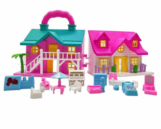 2-house Doll House Set with Furniture