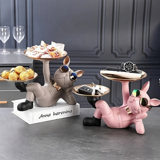Relaxing Bull Dog with 2 Trays