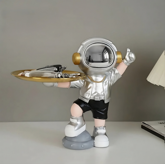 Joyful Astronaut with Tray